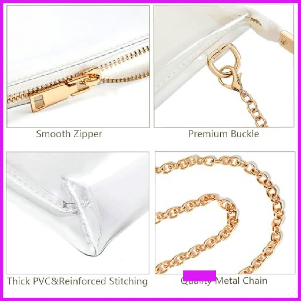 Clear Crossbody Bag Stadium Approved PVC Transparent Chic Minimal Concert - Picture 6 of 7